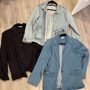 Mixed Denim & Black Jacket Lot - Light & Medium Blue Denim + Black